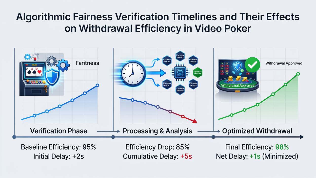 Chart displaying withdrawal processing times correlated with fairness verification durations in video poker platforms
