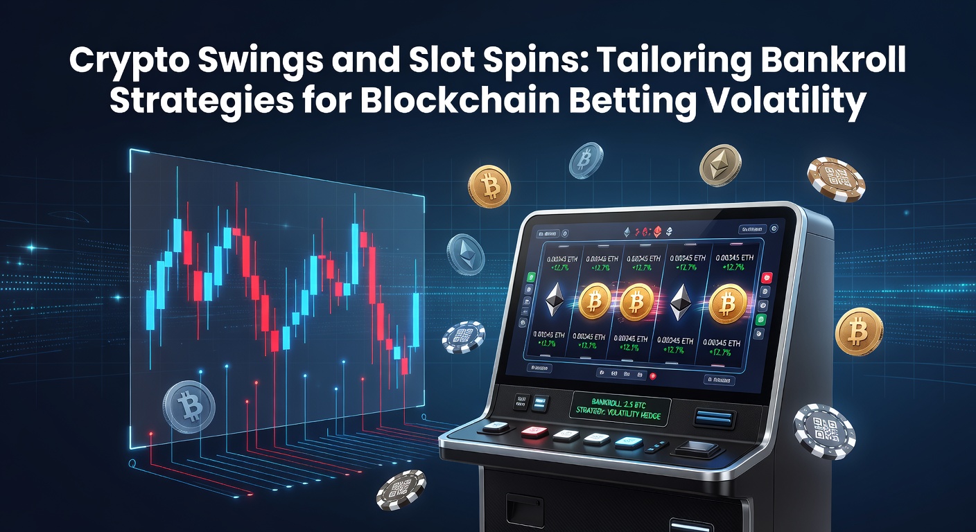 Graph showing dramatic cryptocurrency price fluctuations alongside slot machine volatility charts in a blockchain betting interface
