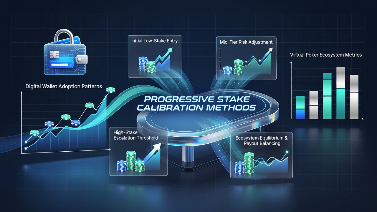 Digital wallets integrating with virtual poker platforms showing transaction flows and stake adjustments