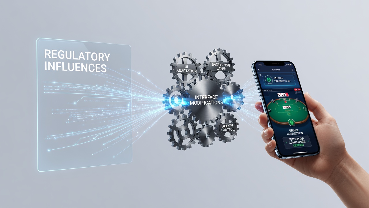 Diagram showing regulatory frameworks mapped to mobile casino interface security features